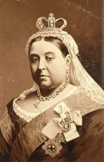 Queen Victoria in crown and sash
