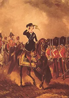 Reviewing: Queen Victoria and Troops