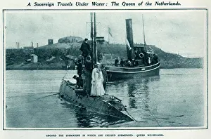 Suggest: Queen Wilhelmina of the Netherlands aboard a submarine