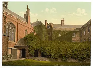 Erasmus: Queen's College Cloisters with Erasmus Tower, Cambridge, Eng