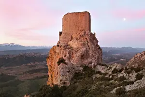 Moonrise: Queribus Castle, Aude, France