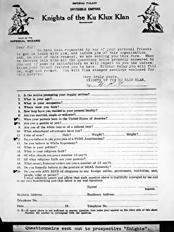 Intimidation: Questionnaire sent out to prospective members ?