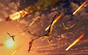 Pterosaur: Quetzalcoatlus try to avoid meteorites during