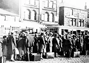 Wakes: Queue for buses in Burnley, probably Wakes Week