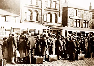 Wakes: Queue for buses in Burnley, probably Wakes Week