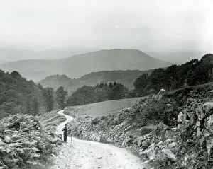 Meandering: Quiet road meandering down a Welsh hillside