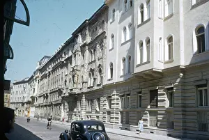 Cyclists: Quiet side street in Vienna, Austria