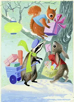 Postmen: Rabbit and badger postmen and squirrel