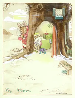 Rushton: Rabbit Father Christmas and rabbits in tree home