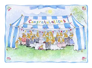Tiered: Rabbit wedding party in a marquee