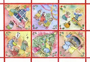 Hedgehog: Rabbits, badger and hedgehog at Christmas