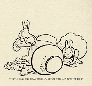Salad: Two rabbits eating salad