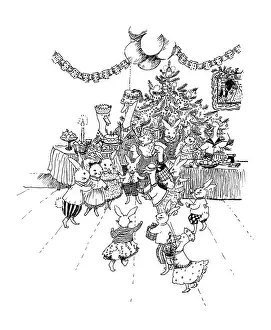 Elspeth: Rabbits and geese having a Christmas party