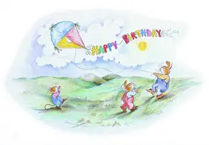 Endersby: Two rabbits with a kite