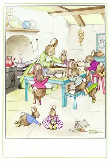 Rushton: Rabbits mixing a plum pudding
