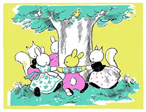Wickham: Rabbits and Squirrels dancing round tree