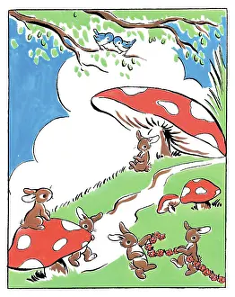 Frolicking: Rabbits and Toadstools