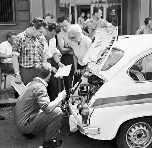 Rublic: Race crew of Rallye Vltava check the engine of