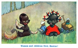 Bows: Racially-derogatory postcard - Two black children