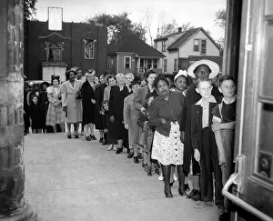 Rationed: Racially integrated waiting line in a Northern