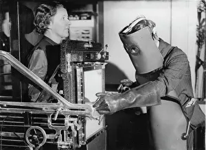 Radiologist: Radiologist demonstrates modern-ray apparatus