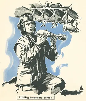 Nicolson: R.A.F. Airman Loading Incendiary Bombs