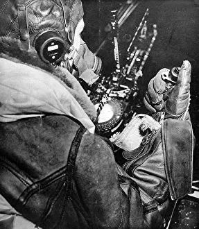 Aimer: RAF Bomb-Aimer at his position; Second World War, 1943