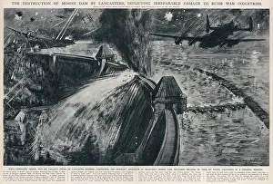 Distract: RAF Bombers breaching the Mohne Dam; Second World War, 1943