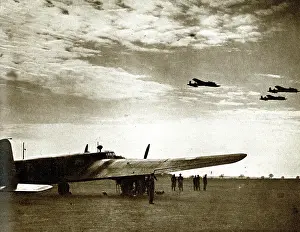 Bombers: RAF bombers taking off on a raid, WW2