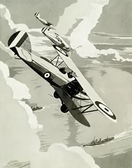 Harts: RAF Hawker Harts bomber, practice attack on warship