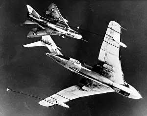 Ferrying: RAF Lightning fighter plane refuelling over Scotland
