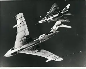 RAF Lightning fighter plane refuelling from Victor tanker