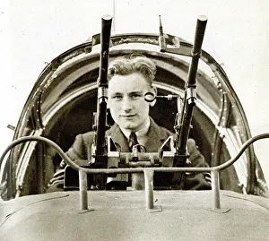 Cockpit: RAF Sergeant John Hannah VC in his gun cockpit, WW2