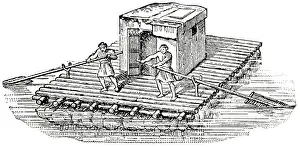 Euphrates: Raft - people - transportation - primitive