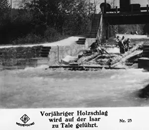 Raft: Raft slide on the Isar, around 1925