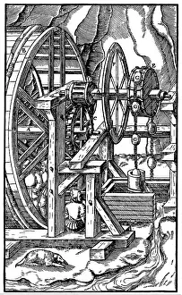 Operated: Rag-and-chain pump for draining a mine operated