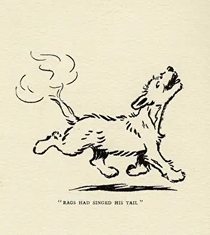 Rags: Rags the dog singes his tail