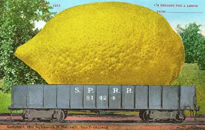 Oversize: Rail car transporting a giant lemon