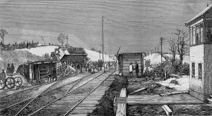 Overturned: Railway accident at Abbot's Ripton, Cambridgeshire
