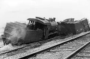 Overturned: Railway accident in the district of Essen, 1920s
