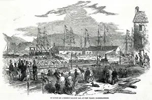 Glamorganshire: Railway construction, delivery of monster bar, Port Talbot