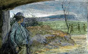 31071875: In railway embankment, looking toward Vimy Ridge