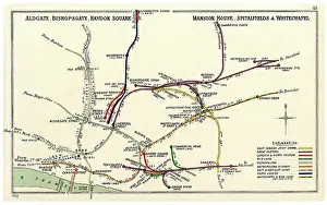 Spitalfields: Railway map, Aldgate, Bishopsgate, Haydon Square, London