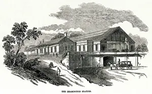 Warks: Railway station at Leamington (Spa), Warwickshire 1852