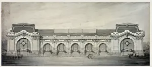 Rendering: Railway station, possibly Gare d'Orsay, Paris, France. Eleva