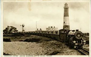 Romney: Railway Station and Train -'Coronation Limited, Dungeness