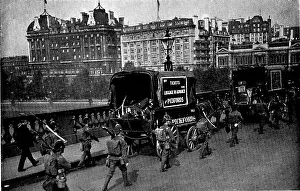 Waterloo: Railway Strike, Britain, 1911. Soldiers escorting