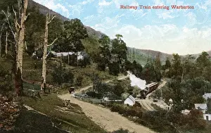 Warburton: Railway Train entering Warburton, Victoria, Australia