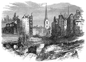 Dowgate: Railway works at Dowgate Hill 1864