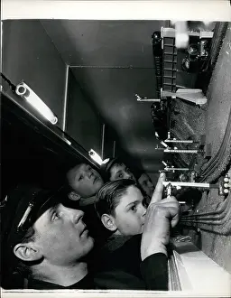 Railwaymen: Railwayman explains signals to schoolboys, Norwich